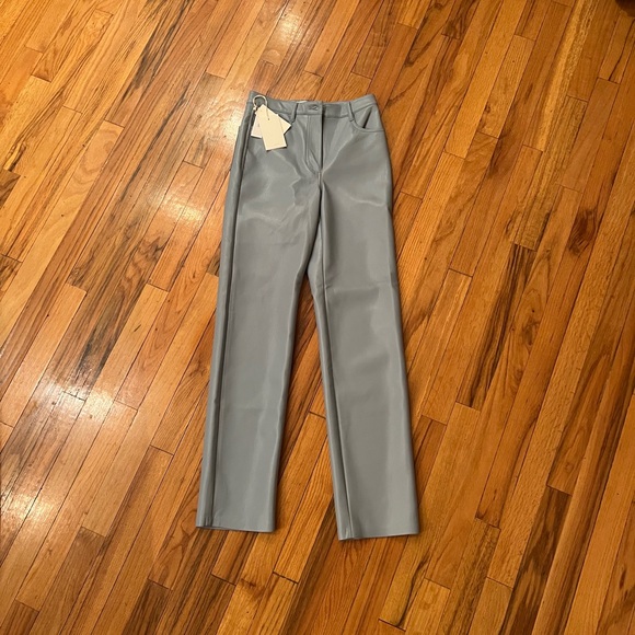 Blue Vegan Leather Pants